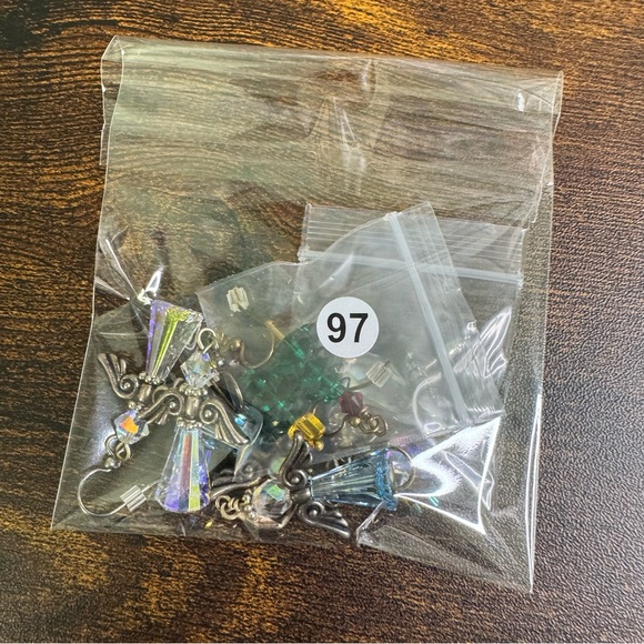 Angel Tree Drop Crystal Earrings Bundle AB Red Green Vintage Handmade 4 Pairs - Picture 10 of 10